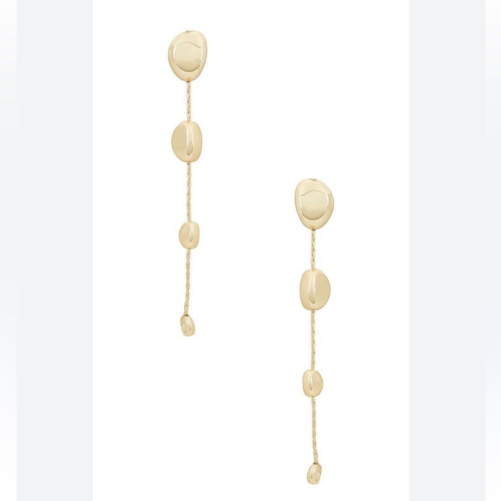 SHASHI Luisa Gold Linear Drop Earrings Minimalist 4” Revolve
